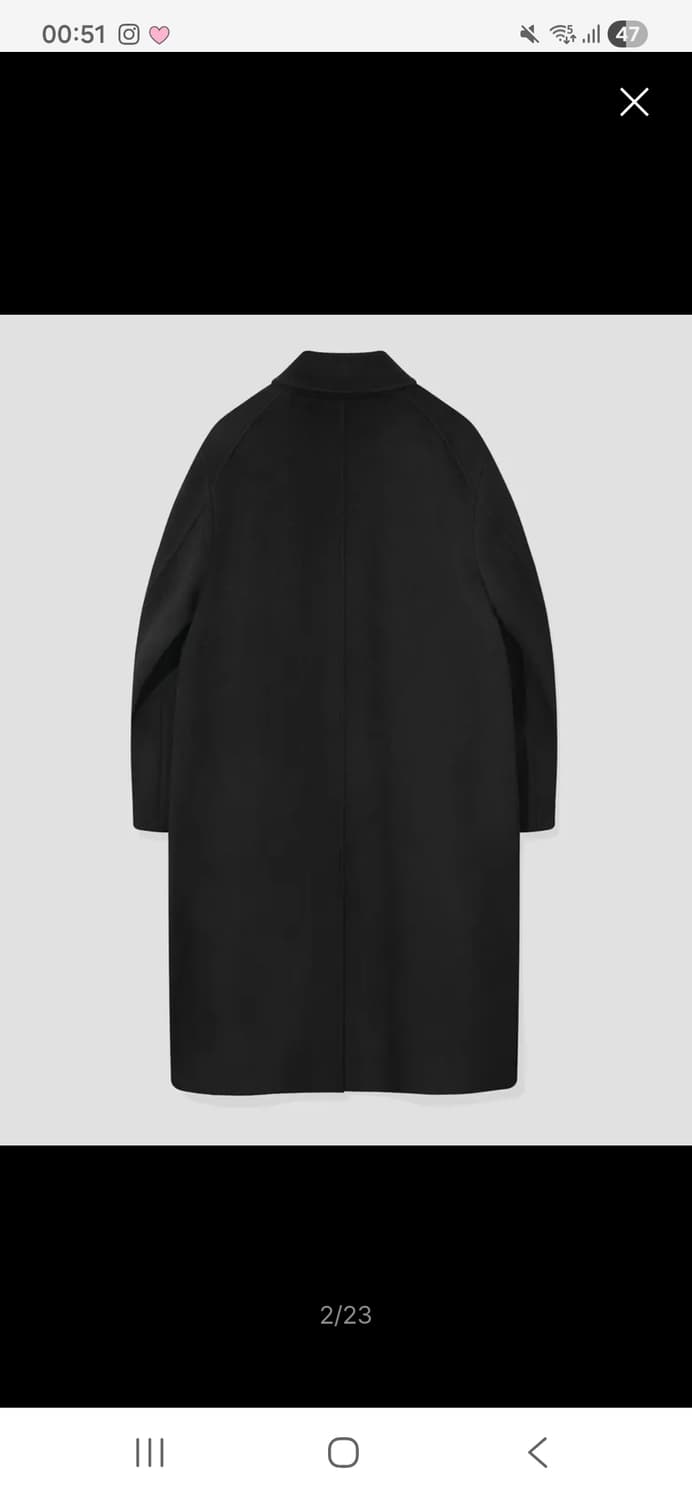 키뮤어 캐시미어블렌드 세미오버핏 발마칸 코트_블랙 상품이미지2