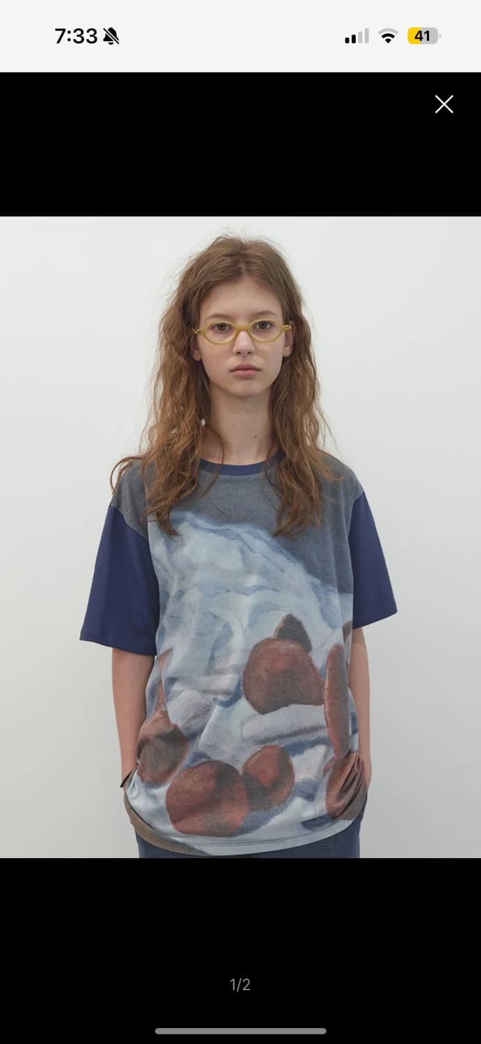 엔조블루스 MUSHROOM 박시 티셔츠 (Navy) 상품이미지1