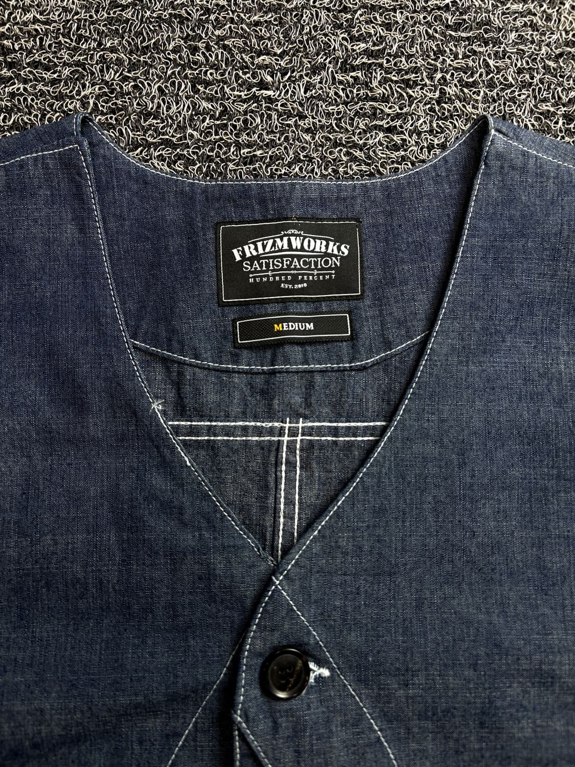 프리즘웍스 아메카지 헤비 샴브레이 데님 워크 베스트 1463 상품이미지3