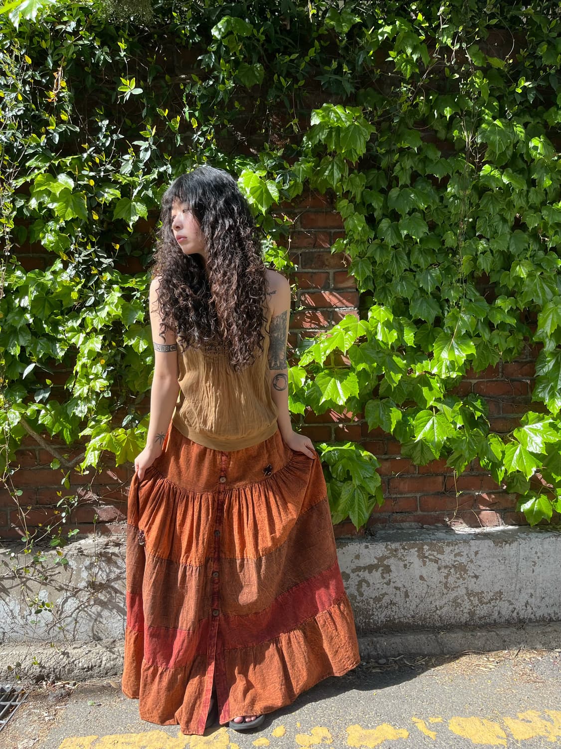 히피 무드 패치워크 롱 스커트 상품이미지1