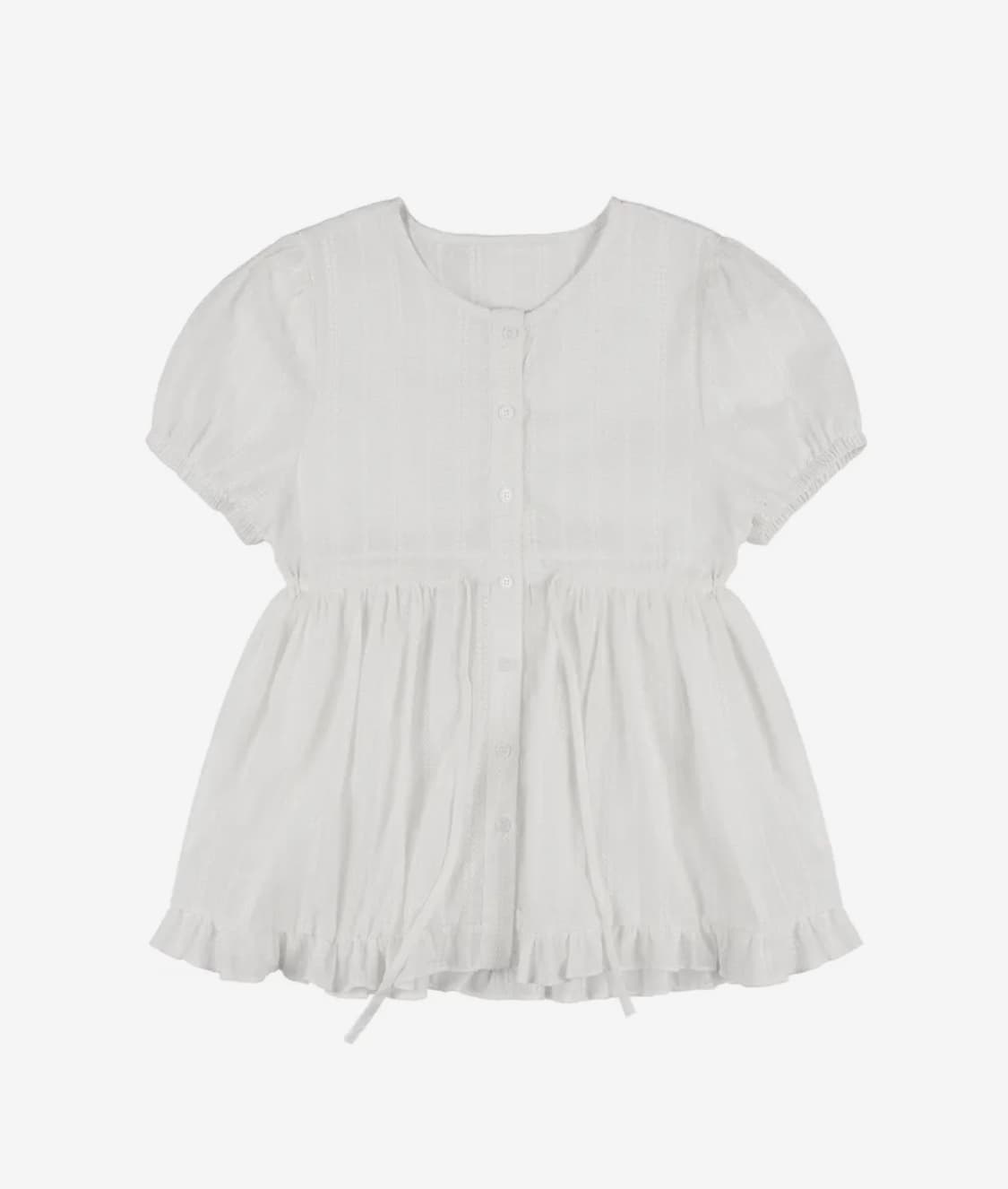 팬시클럽 셔링 퍼프 블라우스 (WHITE) F25QB115 상품이미지2