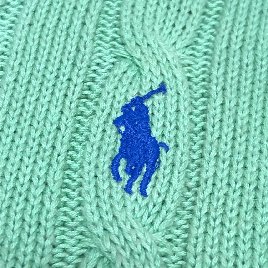 (우먼스 S) 폴로 랄프로렌 POLO 피마 코튼 케이블 반팔 니트 그린 상품이미지2