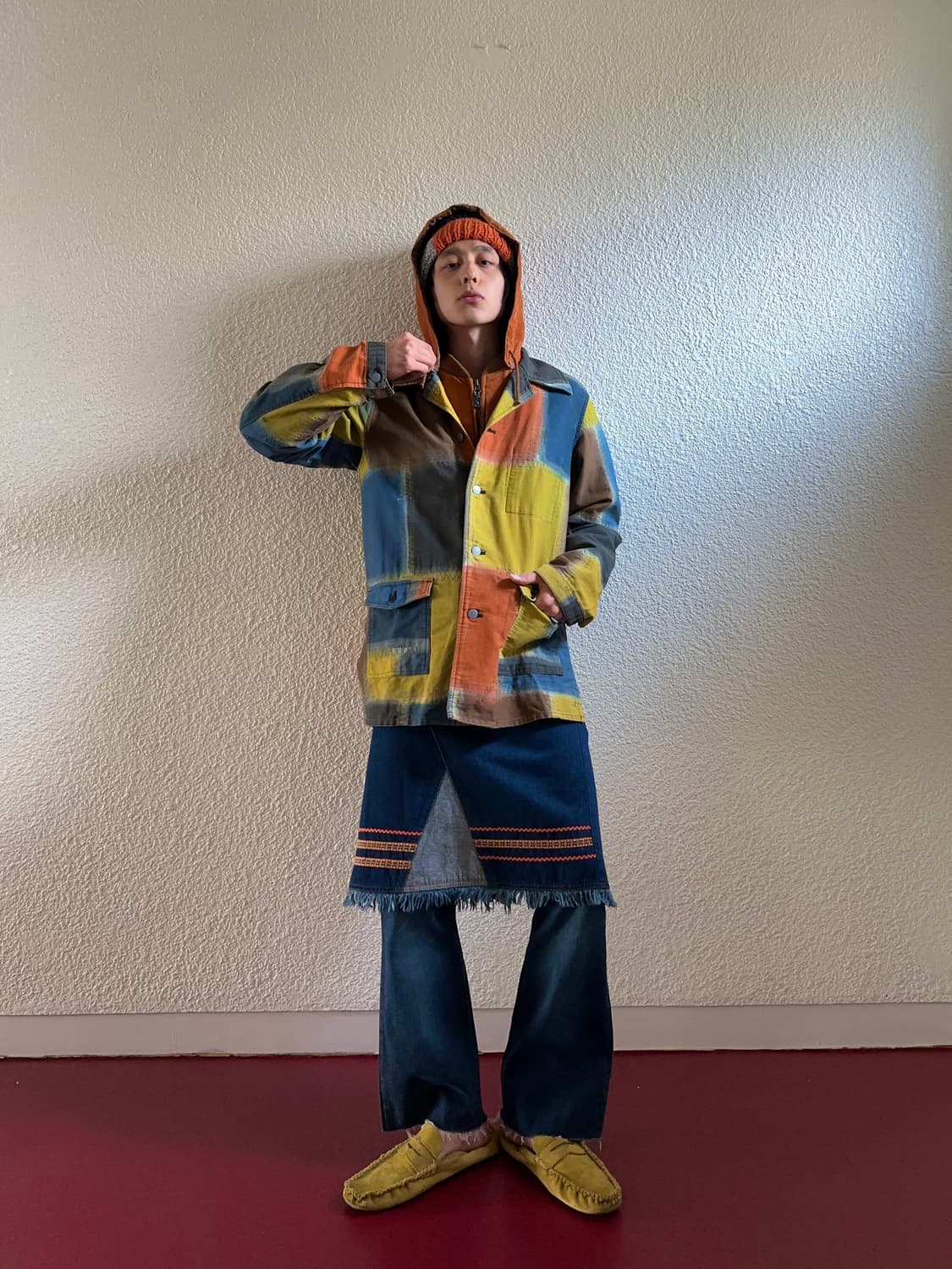 Acoustic 멀티 컬러 블록 숏 코트 상품이미지2