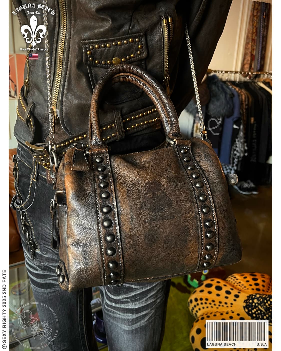 90-00s LAGUNA BEACH Studs Leather Bag 상품이미지1