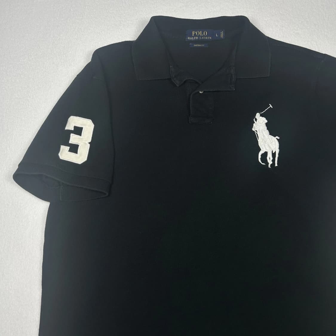 폴로 랄프로렌 빅 포니 코튼 메쉬 폴로 카라티 블랙 화이트 상품이미지2