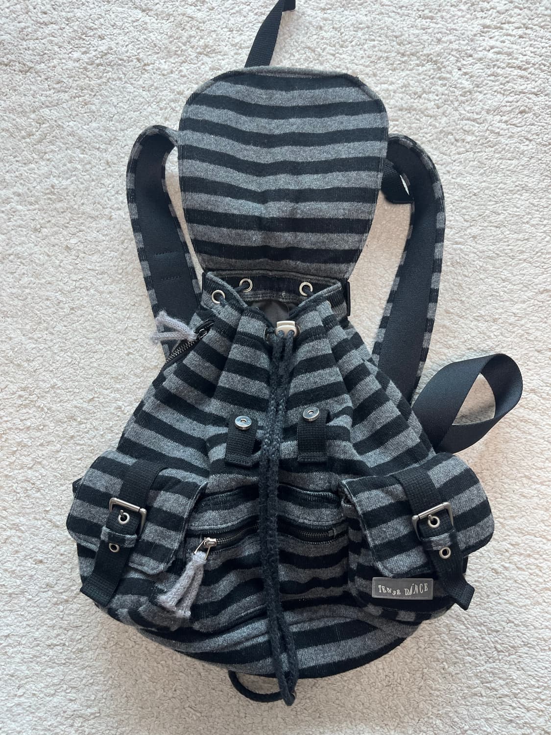 텐스댄스 Wool stripe backpack_ black  상품이미지2