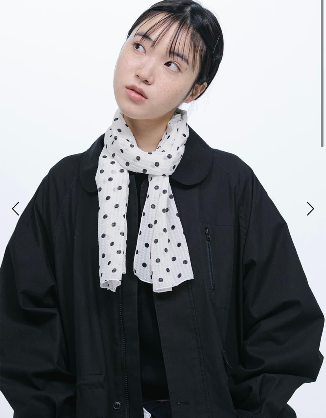 오헤시오 도트 쉬어 스카프 머플러 화이트 상품이미지2