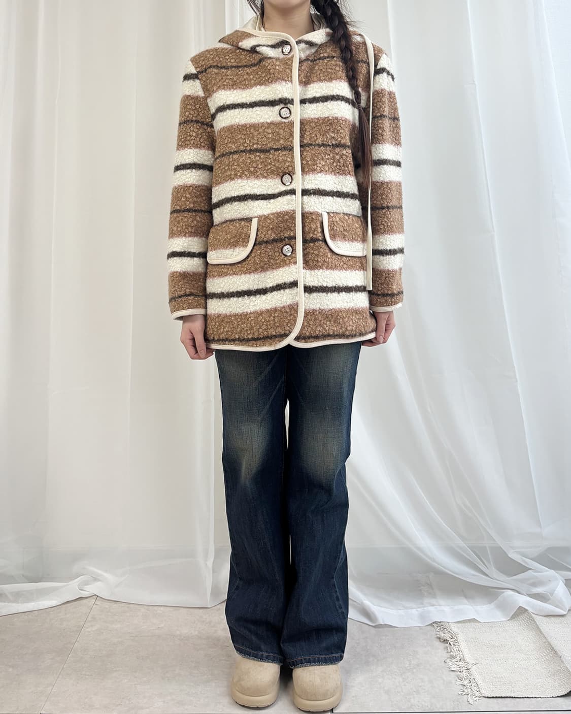 nerd bear boucle stripe hoodie jumper 상품이미지2