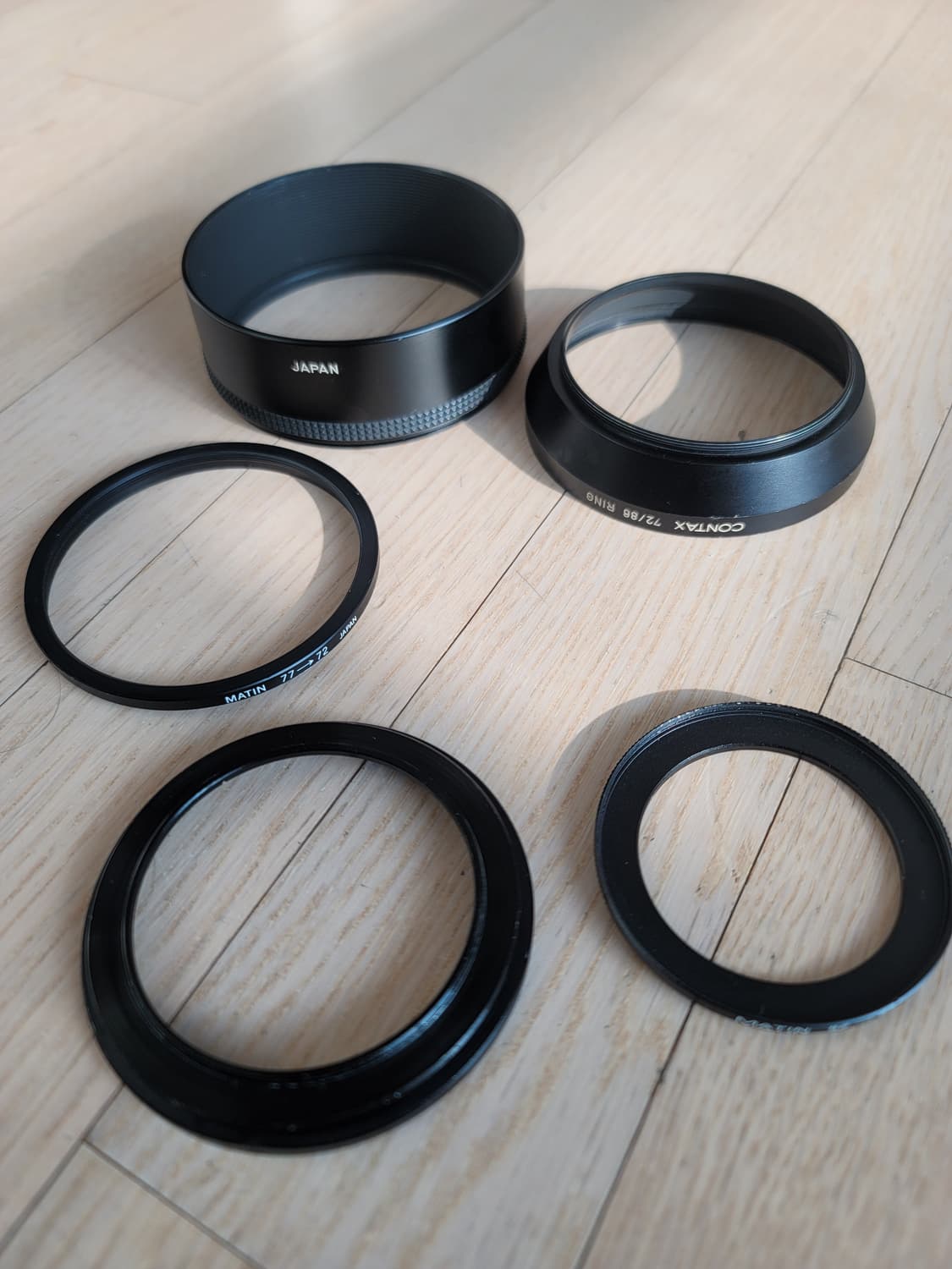 콘탁스 정품 메탈후드 4번+72/86 링+마틴 스텝업링 4종 세트 판매 상품이미지1