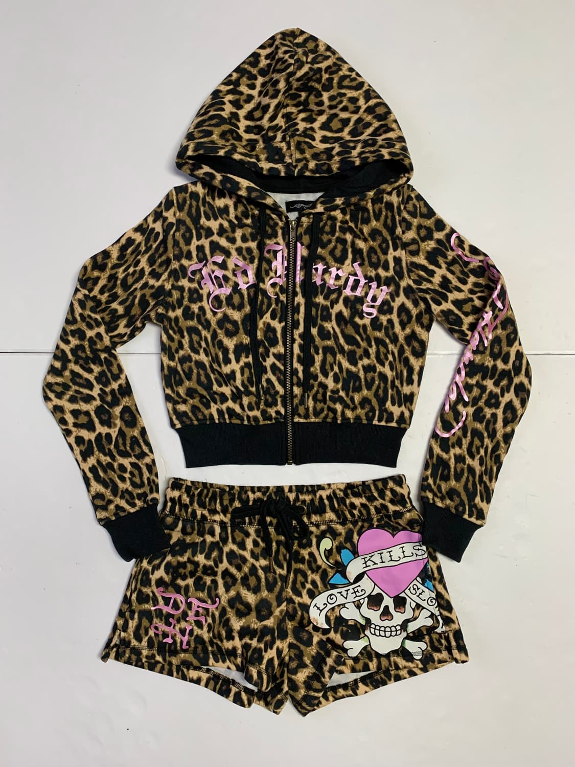 [XS,S] 에드하디 레오파드 후드집업 쇼츠 스웻 셋업 상품이미지2
