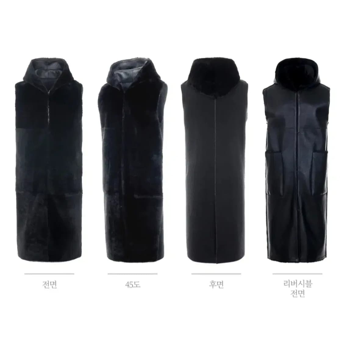 쏘울(SO.WOOL) 터키 무스탕 리버시블 후드 롱베스트 55-66  상품이미지4