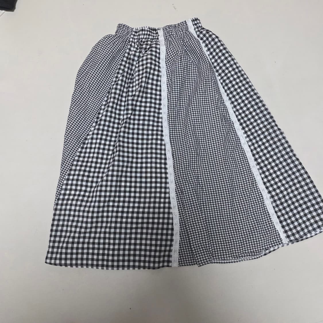 일본 빈티지 체크 레이스 롱 스커트 상품이미지2