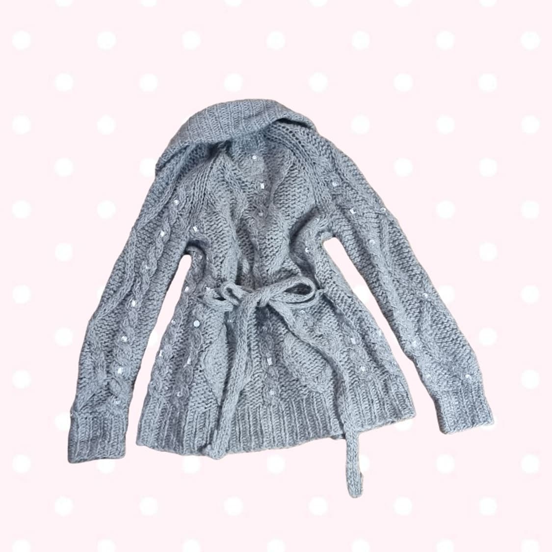 오네갸루 빅토리아시크릿 PINK 쥬얼 니트 숄 가디건 원피스 리본 빈티지 상품이미지2