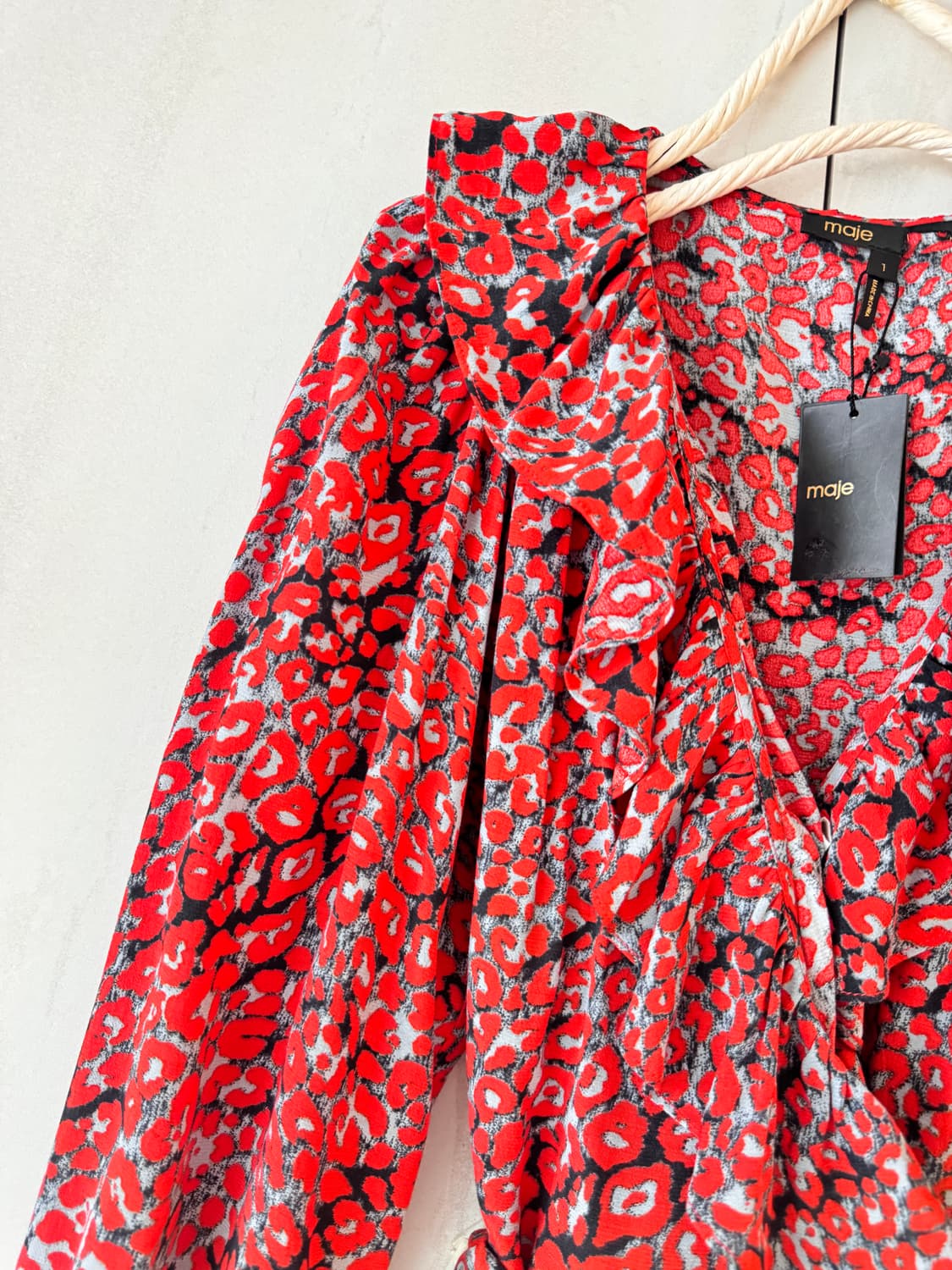 텍있는 새상품 maje 레드 레오파드 랩 블라우스 1(44,55가능) 상품이미지9