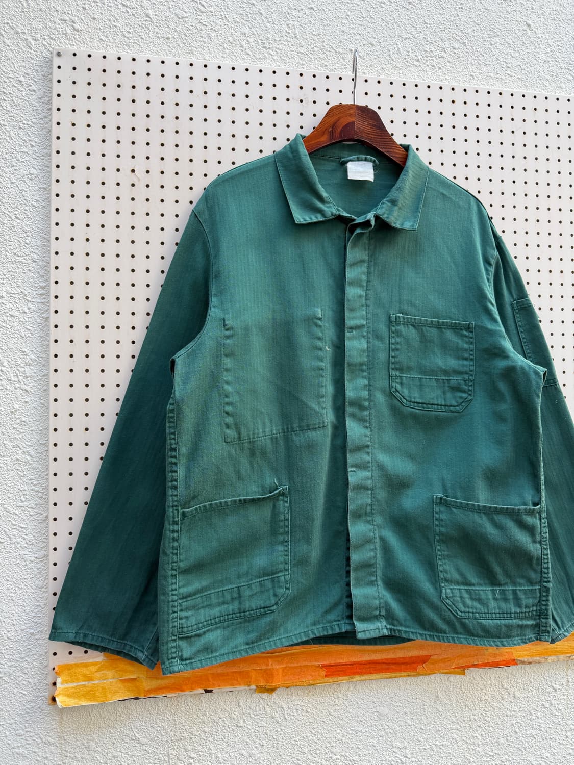 1980s FRENCH SAGE GREEN HBT 헤링본 프렌치워크자켓 상품이미지3