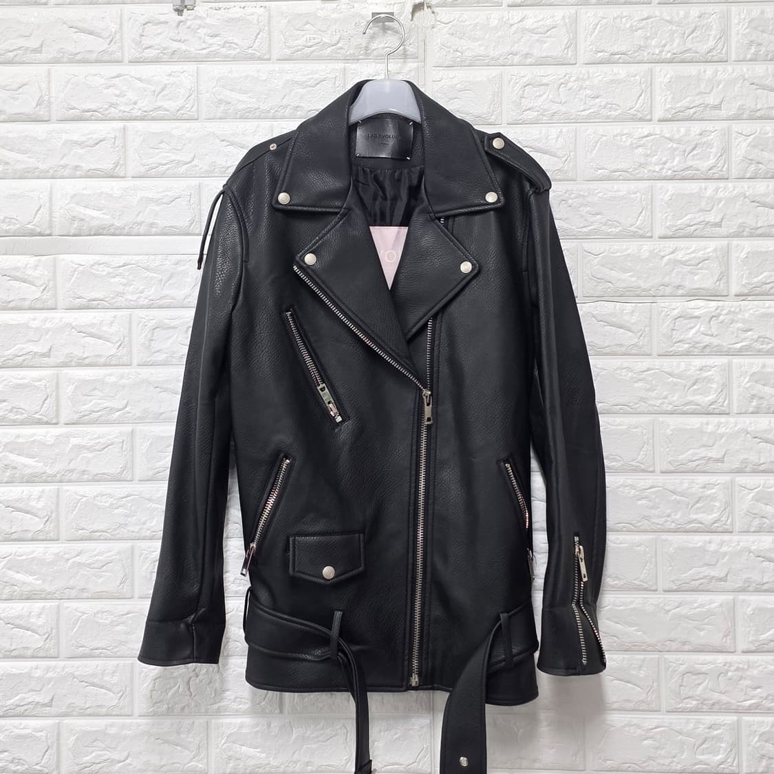 택포// 레이디볼륨 블랙 가죽 라이더 자켓 M 상품이미지1