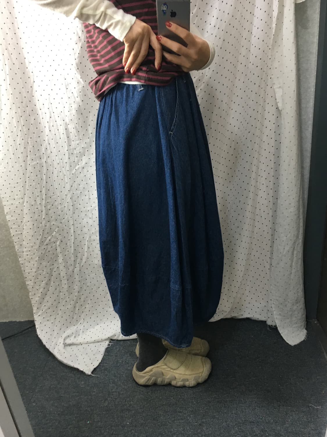 데님 벌룬핏 롱 스커트 상품이미지5