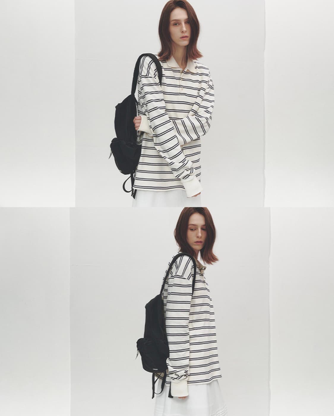 누아르나인 스트라이프 피케 티셔츠(카라티,럭비티) 상품이미지2