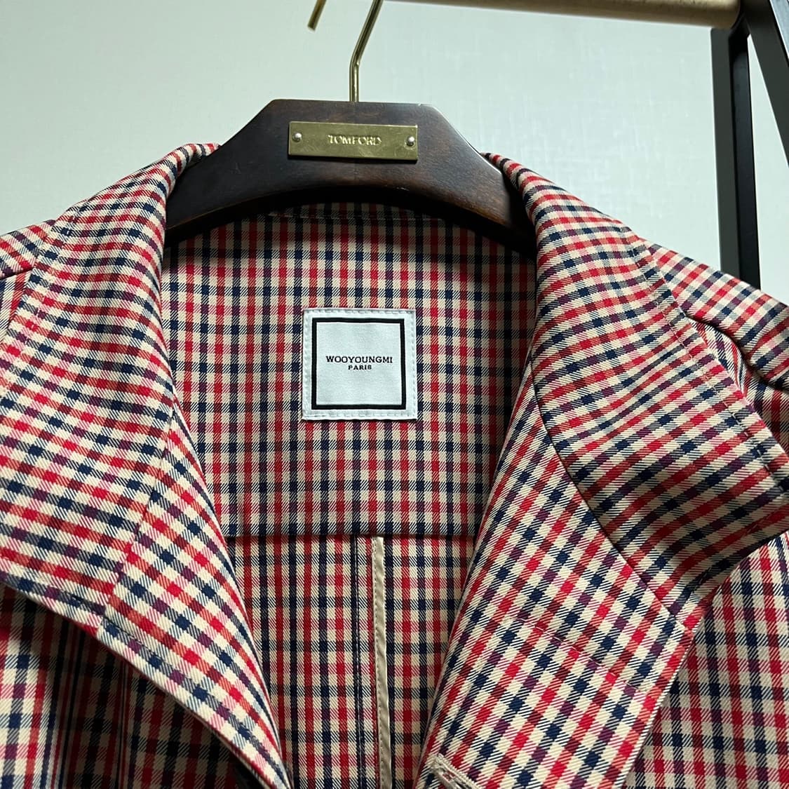 정품 48) 우영미 체크 하이넥 트렌치 코트 100~105 상품이미지4