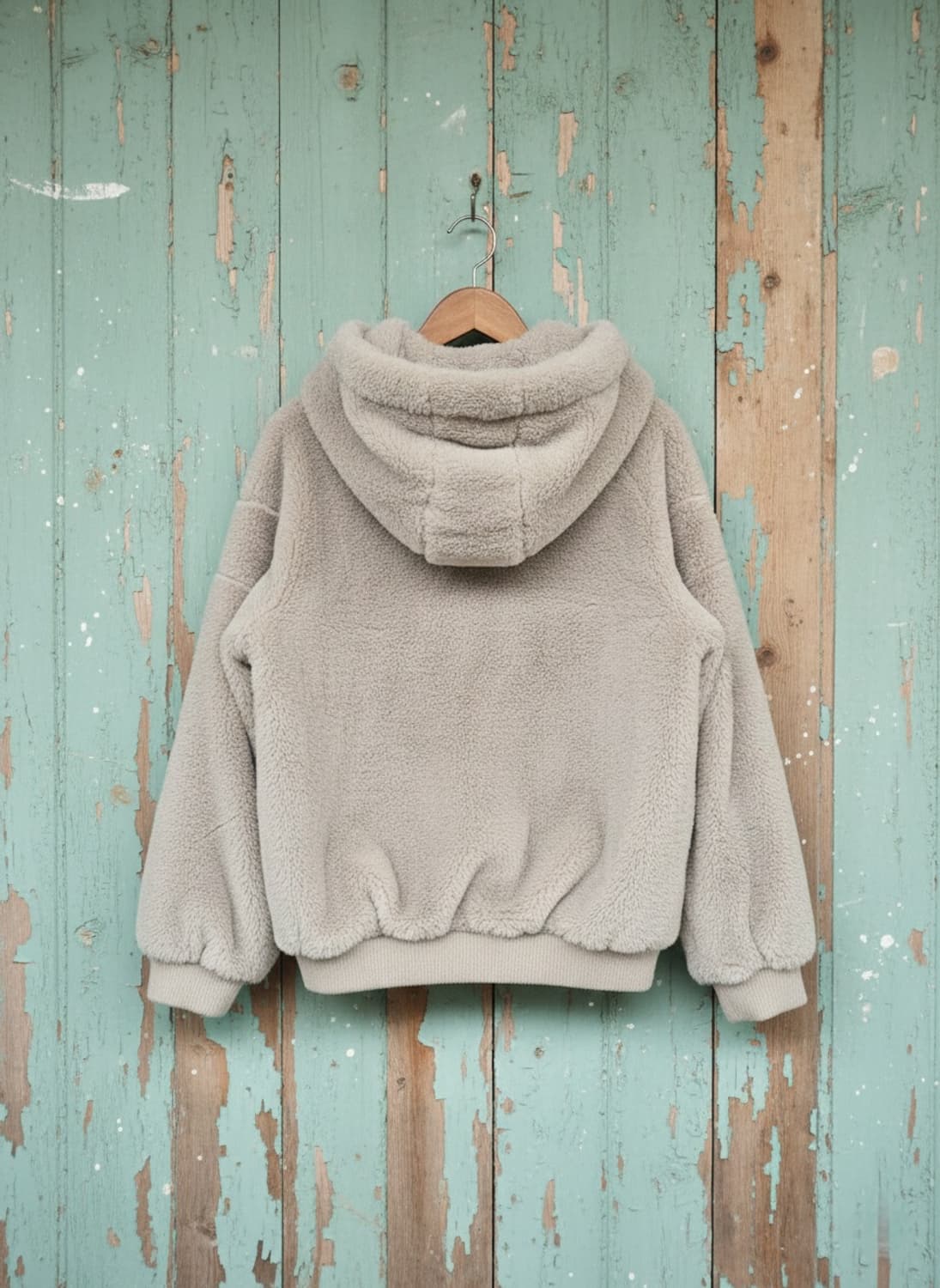 아이보리 뽀글이 후드 집업 85 상품이미지2