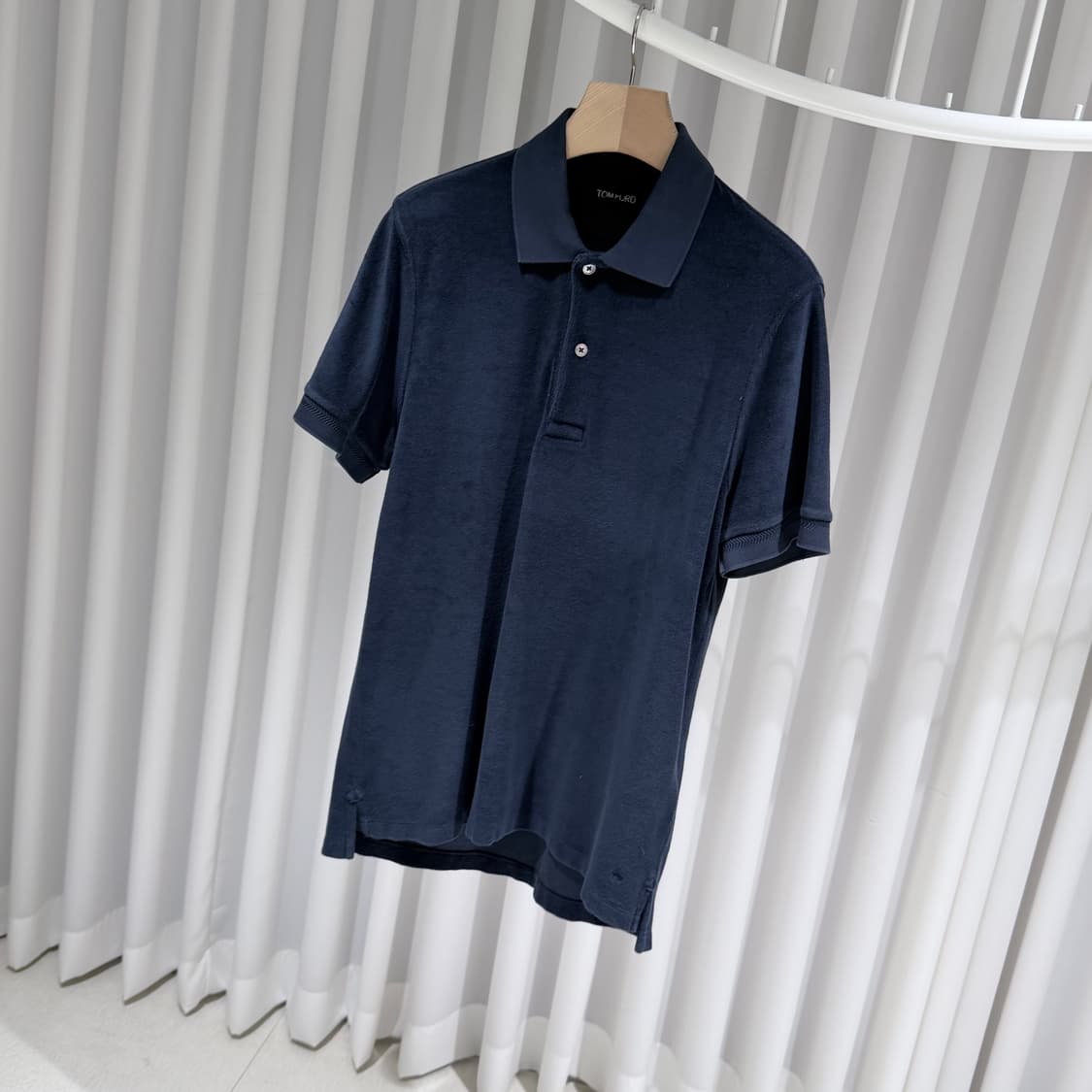(A+/52) / 톰포드 테리 타월링 코튼 폴로 카라 반팔 티셔츠 네이비 상품이미지2