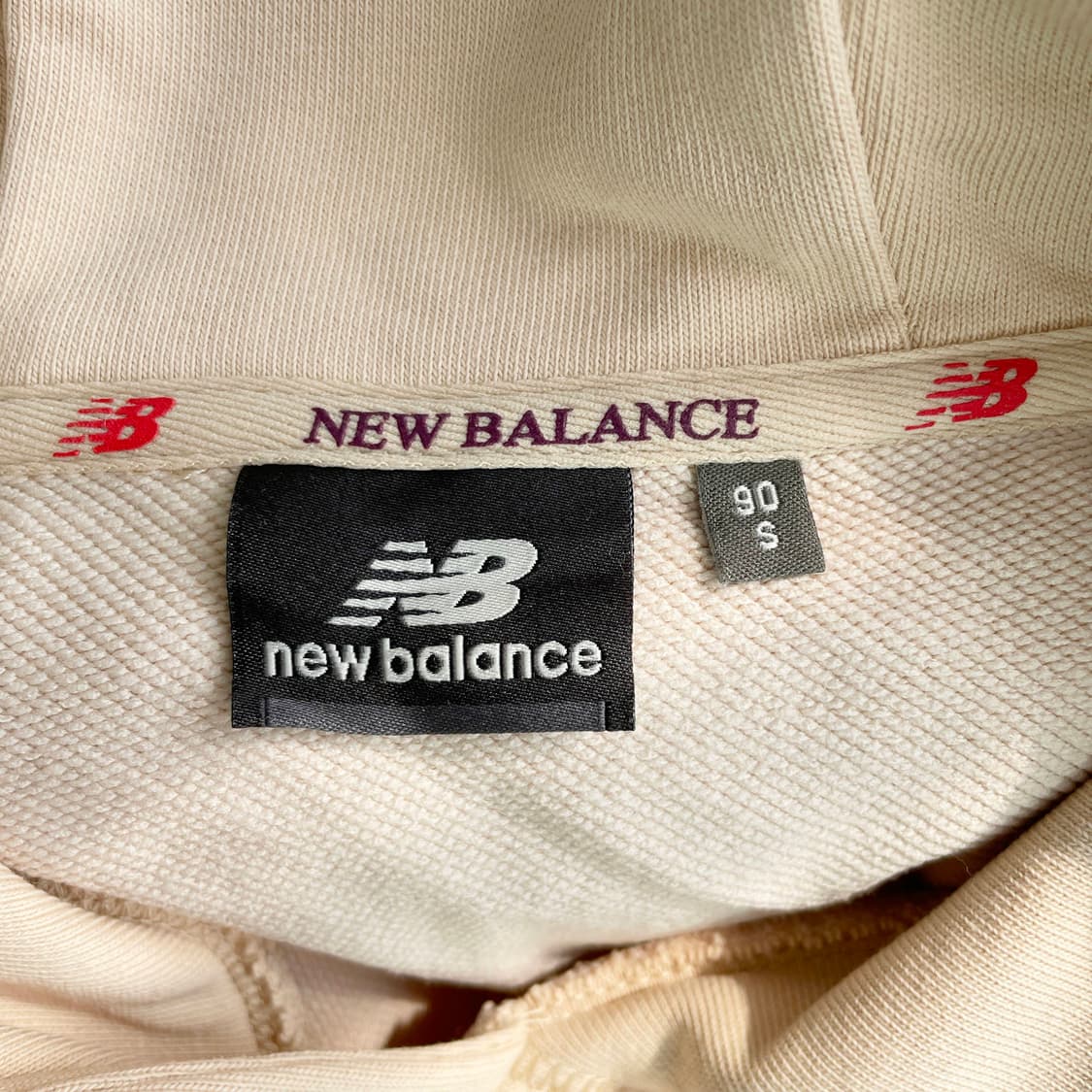 B1 뉴발란스 레터링 후드티 베이지 S사이즈 상품이미지4