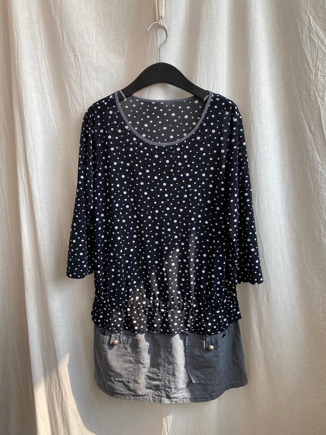 네이비 도트 시스루 원피스(M) 상품이미지2