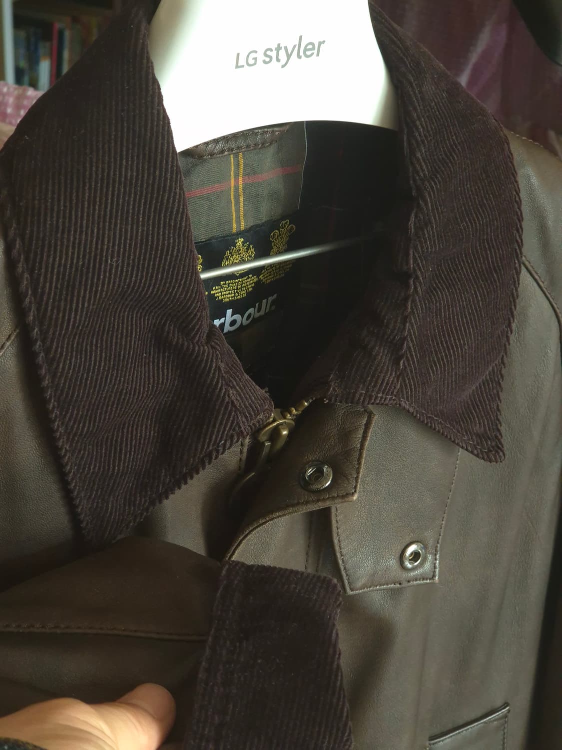 바버 타르탄 애쉬비 가죽 자켓 M 상품이미지4