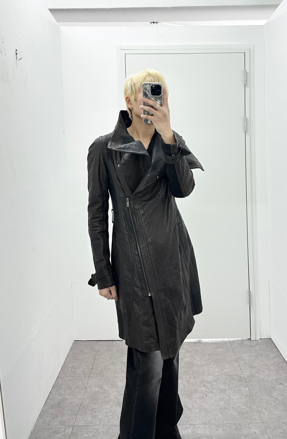 Italy asymmetric drape sheepskin leather 상품이미지4