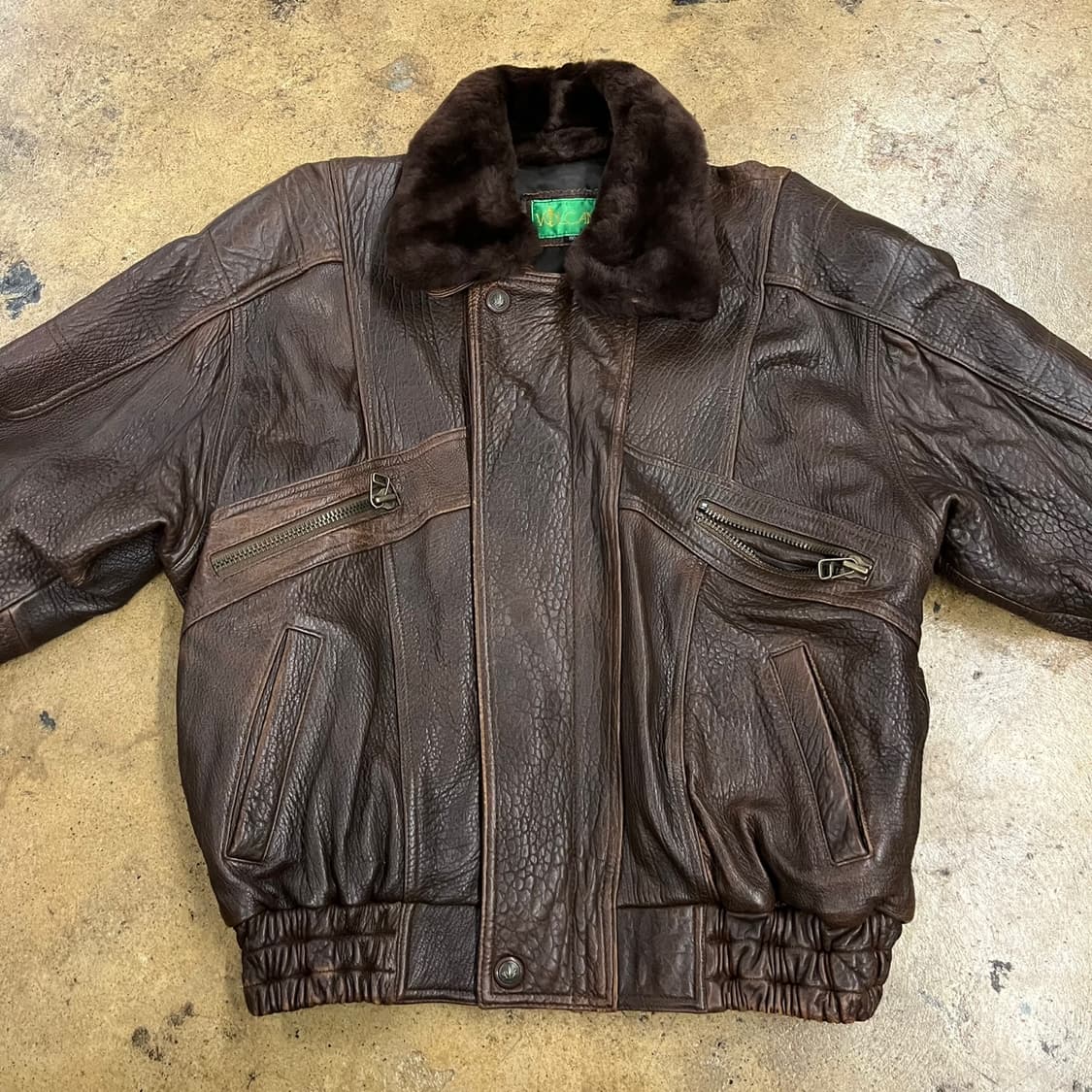 [정품/110] 빈티지 브라운 가죽 무스탕 자켓 b16 상품이미지3
