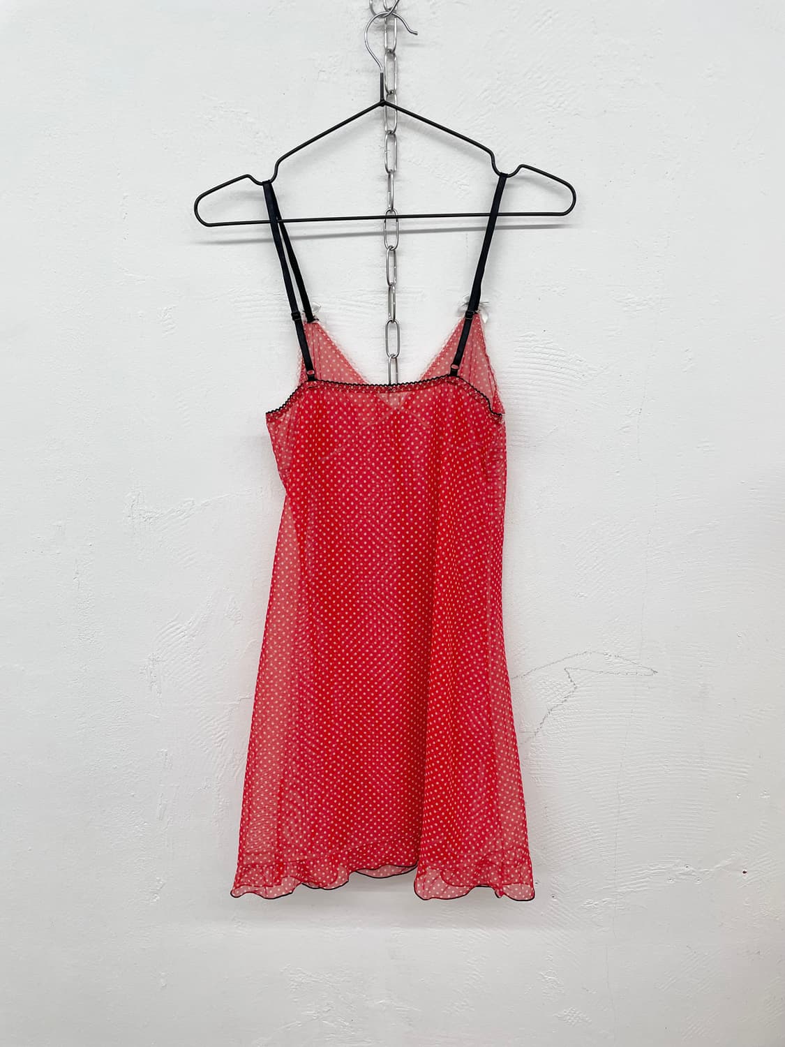 갸루 레드 도트 키치 슬립 상품이미지6