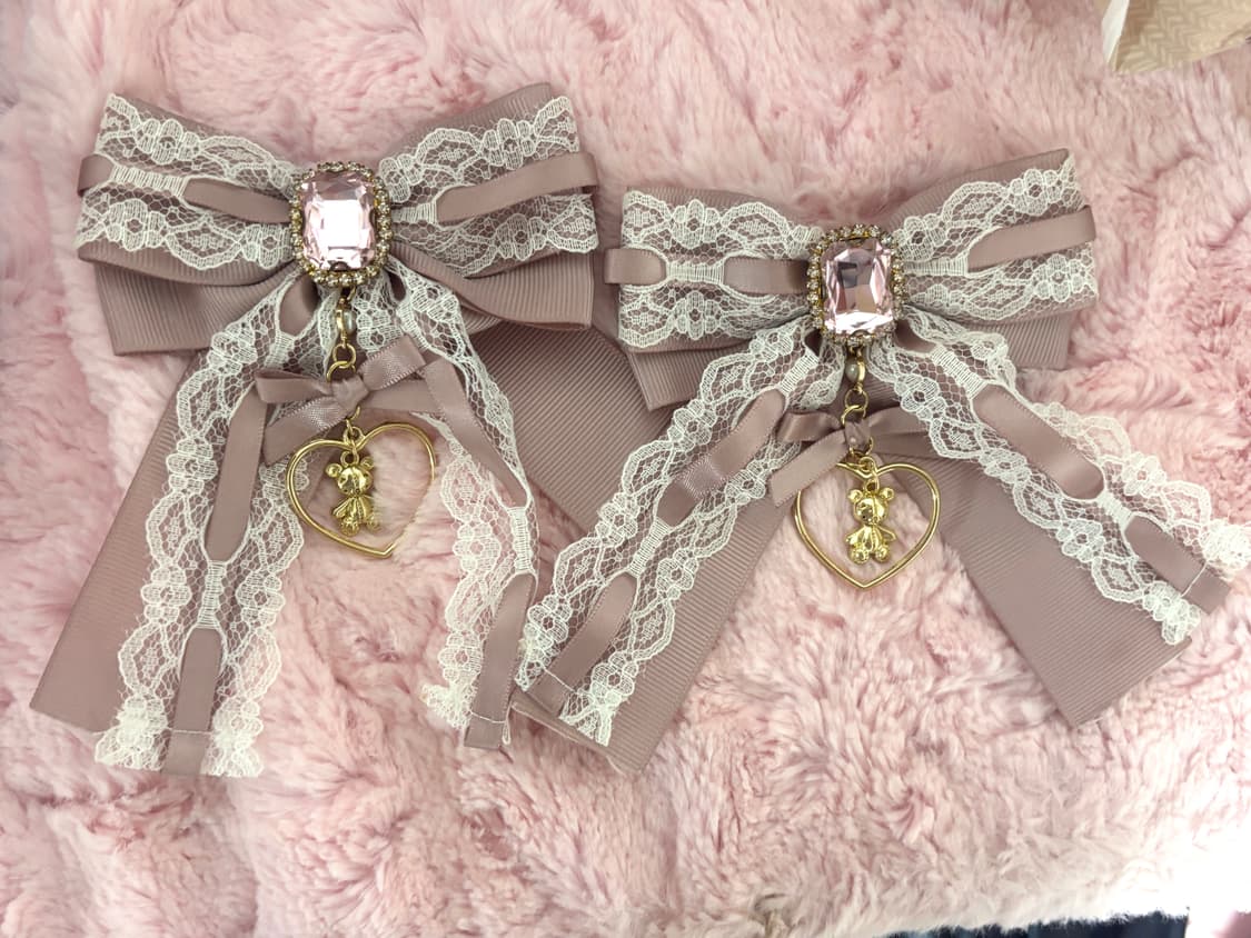 리즈리사 베어 리본 헤어핀 리본핀 상품이미지1