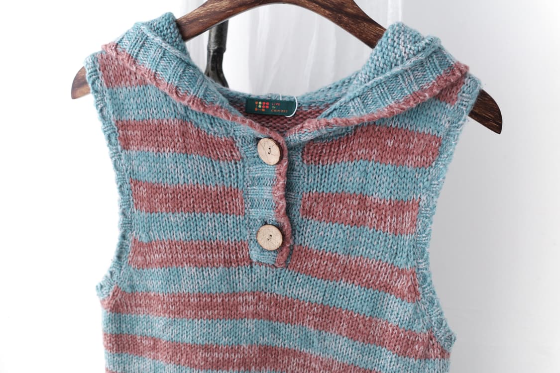 stripe hood knit vest 상품이미지3