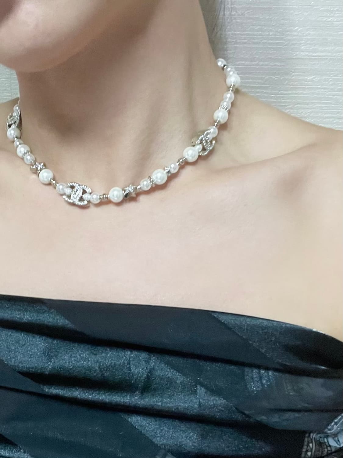 샤넬 정품 업사이클링 cc펄 크리스탈 진주 목걸이 상품이미지4