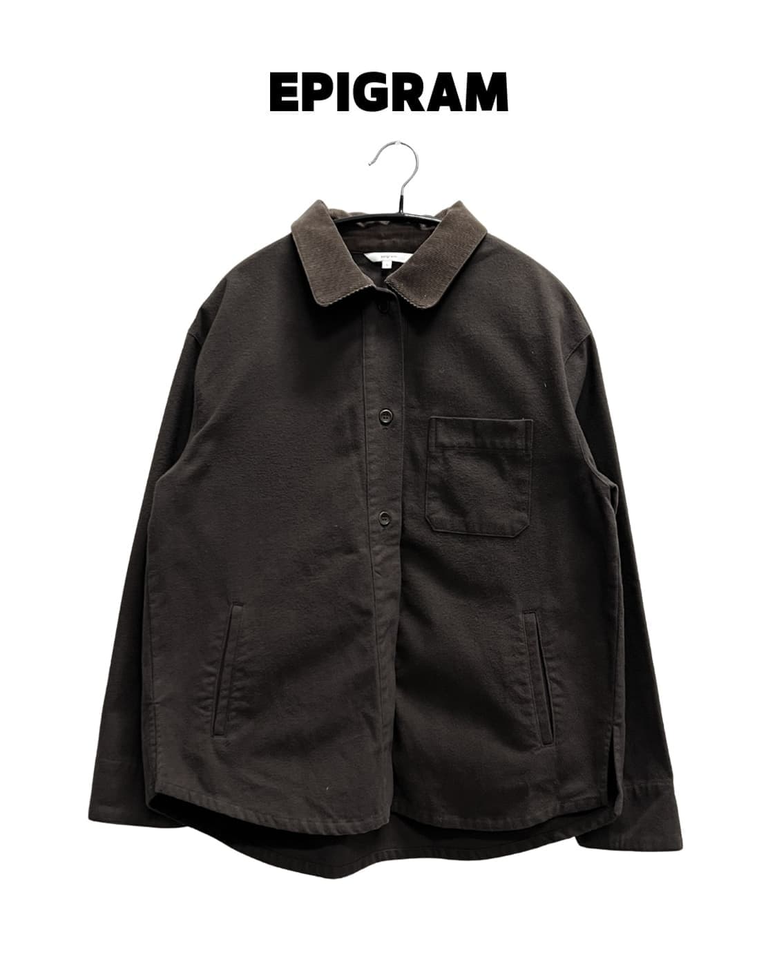 (S) 에피그램 코듀로이 카라 스웨이드 셔츠 다크 브라운 상품이미지1