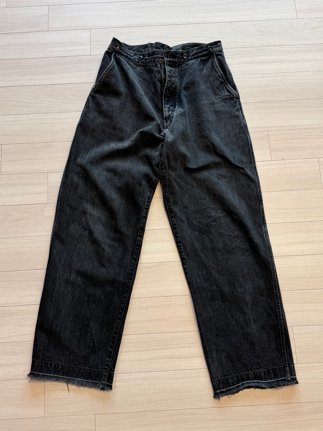 코모리 데님 오버 팬츠 - 흑청 블랙 1사이즈 상품이미지1