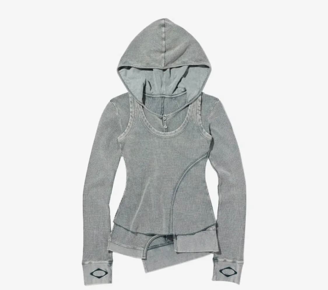 미스치프 레이어드 와플 후드 세트 카키 M 상품이미지1