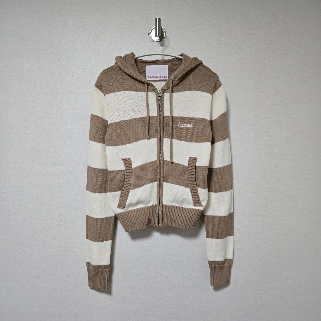 아메스월드와이드 스트라이프 니트 후드집업 / 여성 후드집업/ 여성 니트 상품이미지2
