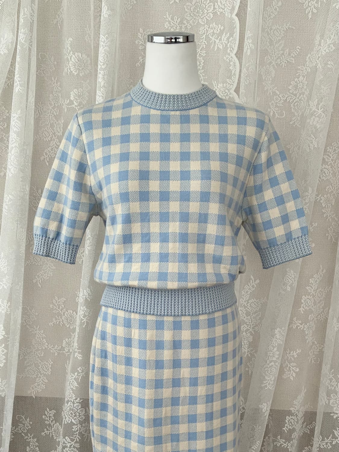 F) R2W SIHWA 시화 체크 니트 투피스 상품이미지3