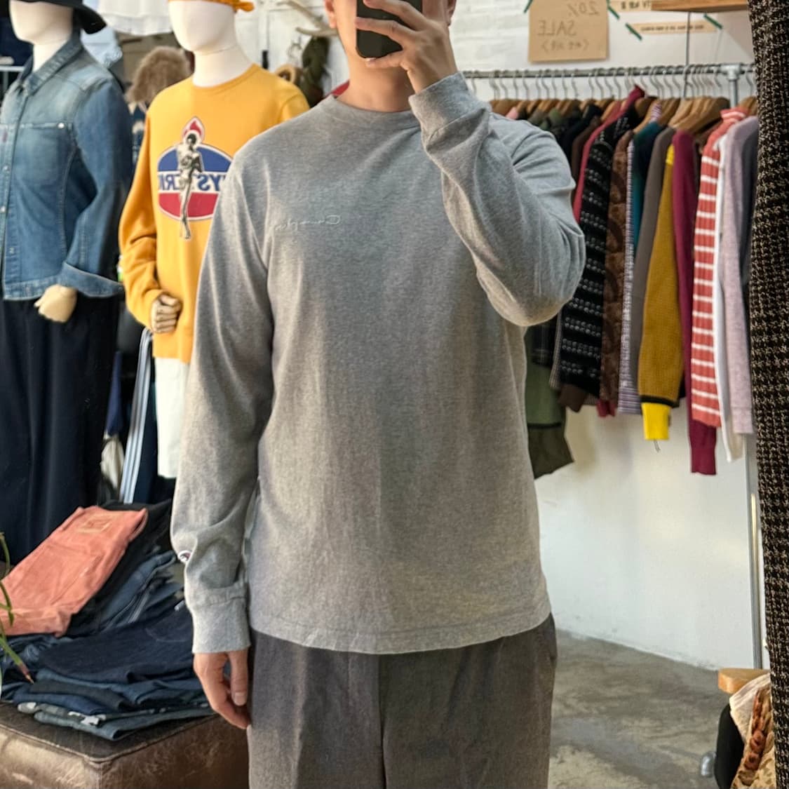 (착용컷) Champion 롱 슬리브 (남성용 100) 상품이미지3