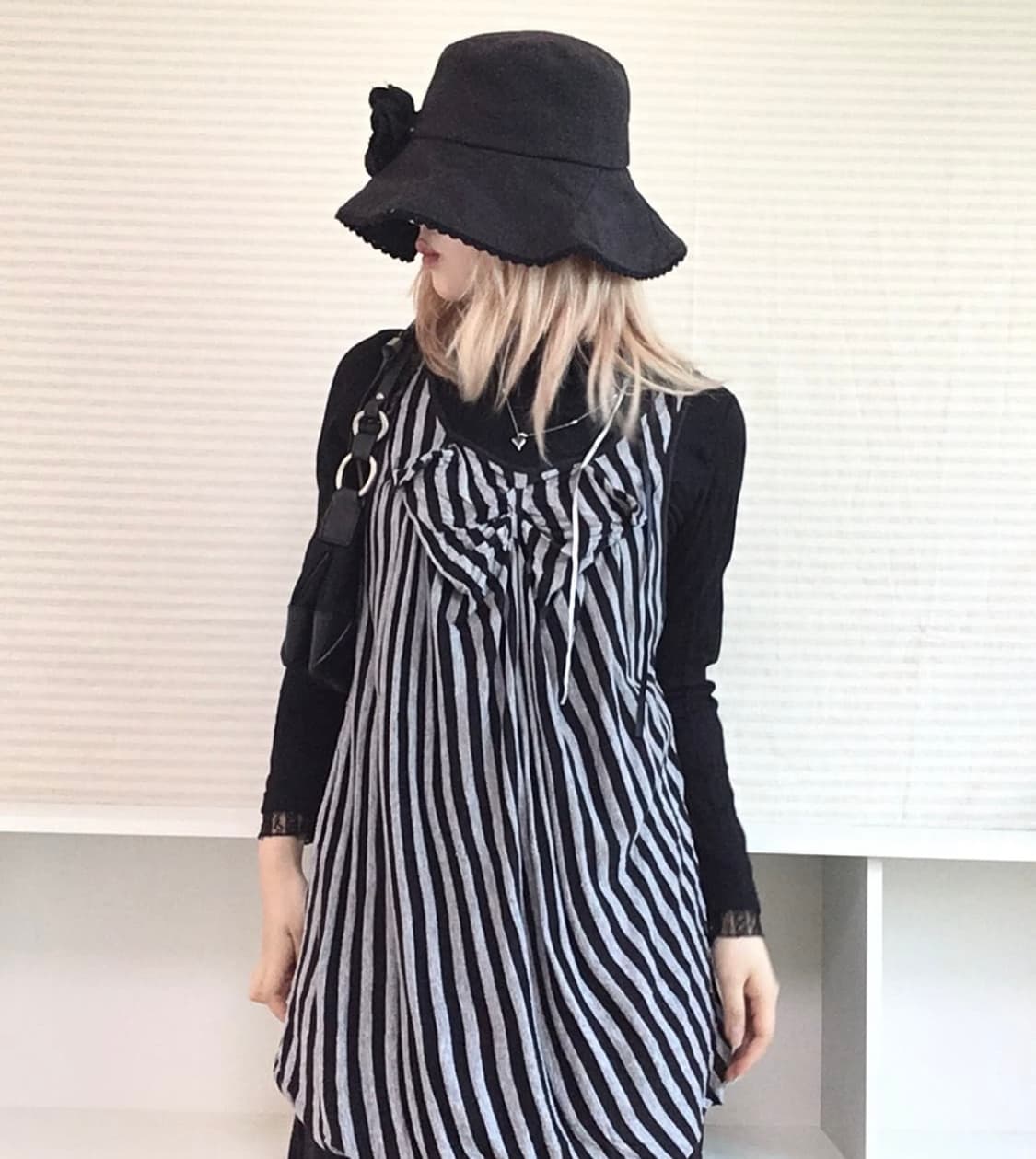 jpn vintage stripe shirring ribbon layer 상품이미지4