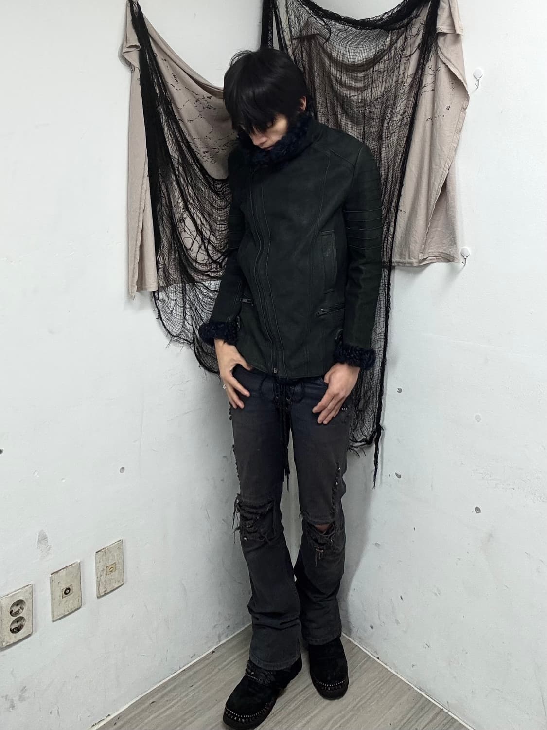 [VOV] Black Sheep Fur Trimming Deep Gree 상품이미지4