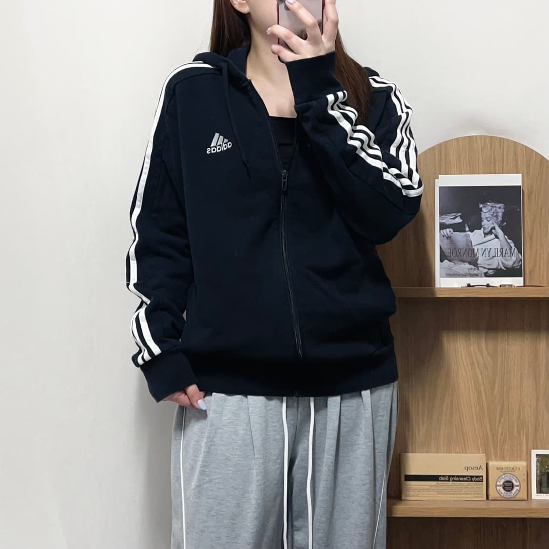 [정품] 아디다스 블랙 삼선 후집 [ L ] 상품이미지1