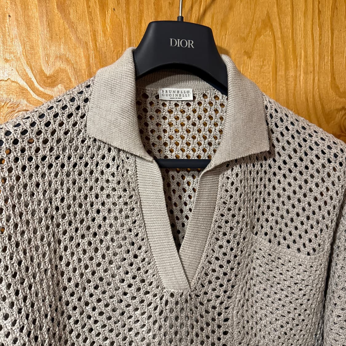 브루넬로 쿠치넬리 그물 니트 반팔 폴로 셔츠 상품이미지4