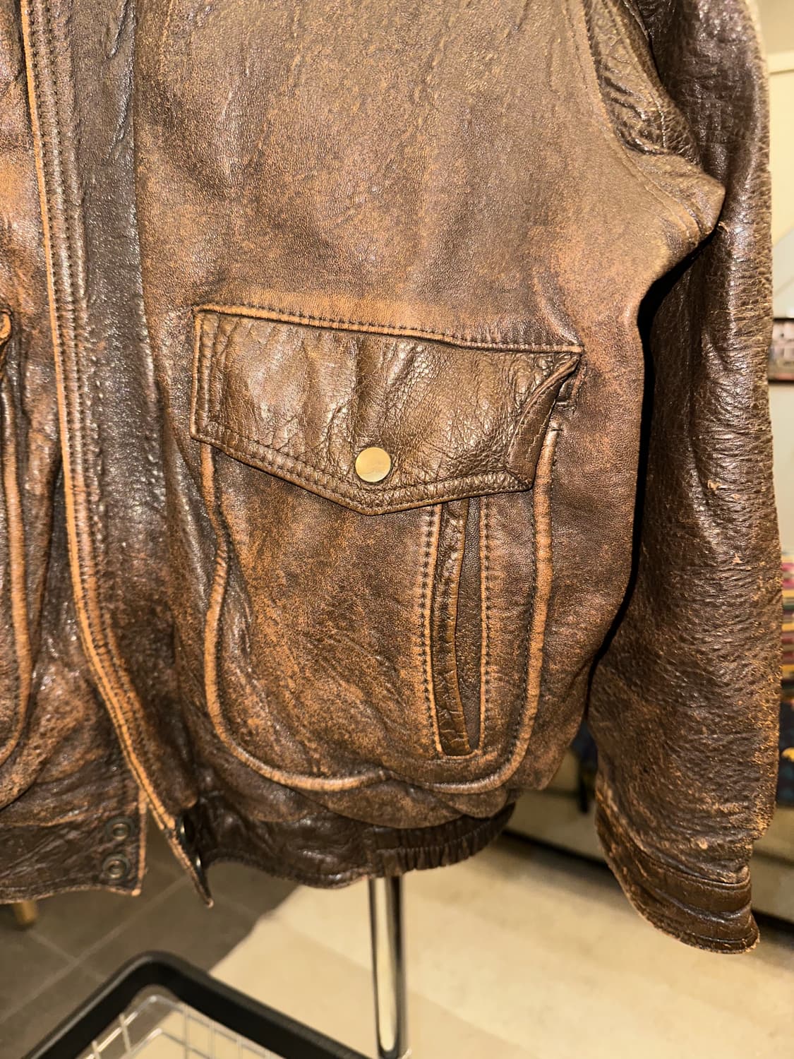 80’s Japanese cow-leather A-2 jacket 상품이미지6