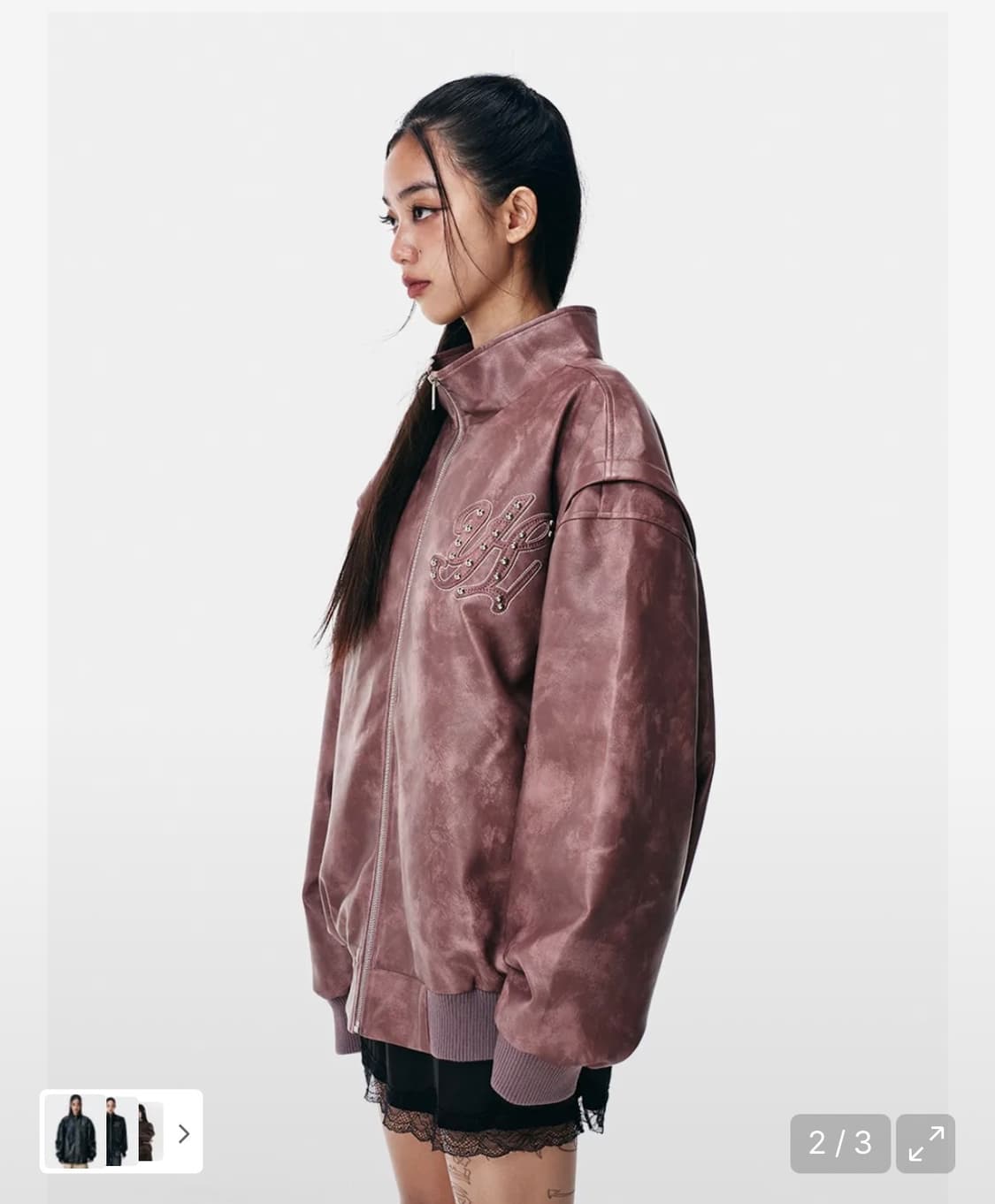 와이이이엘 FAUX LEATHER WINGED JACKET PINK 상품이미지2