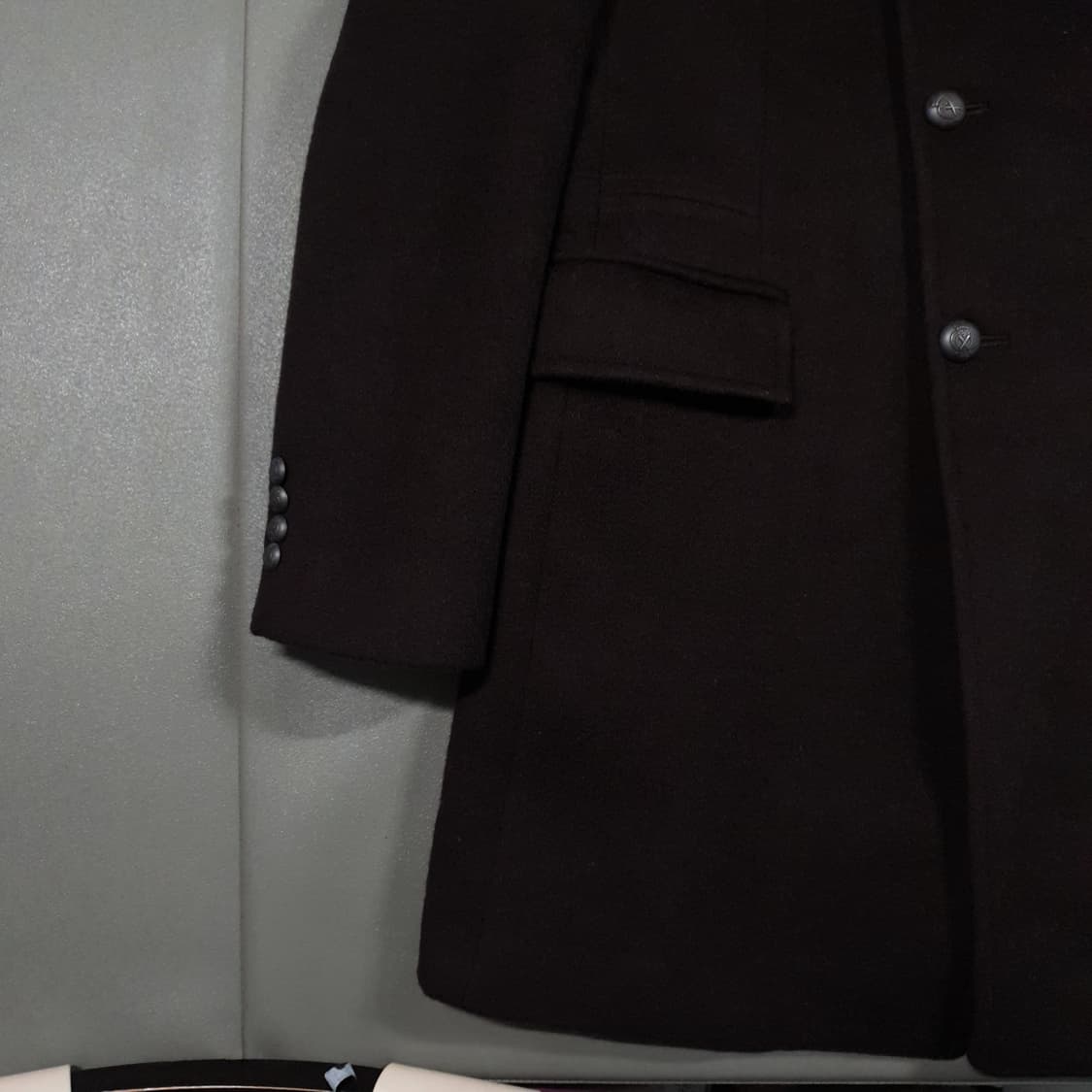 100) 타임 옴므 로얄 버튼 하이넥 울 캐시미어 실크 코트 자켓 브라운 상품이미지3