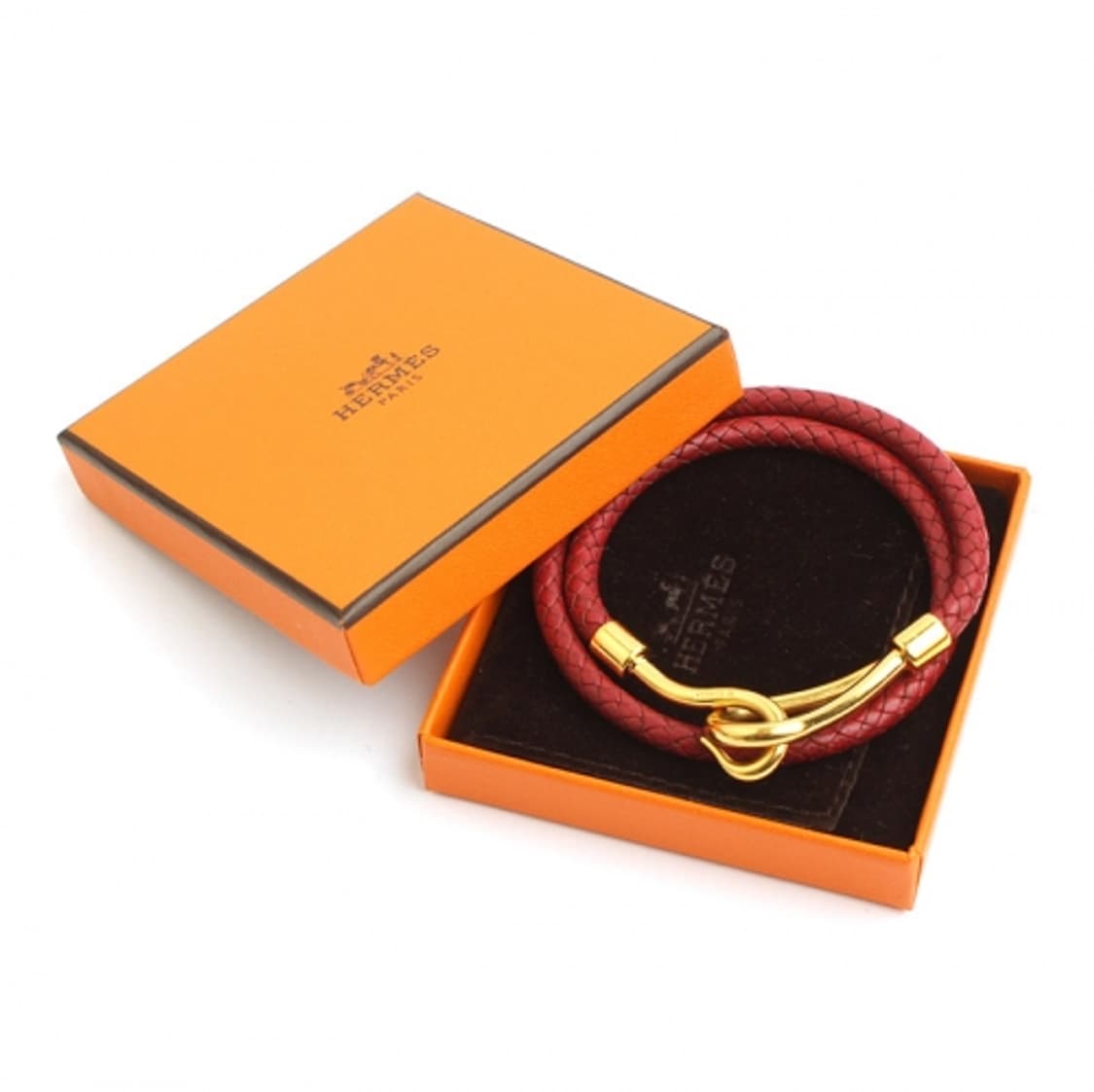 에르메스 버건디 위빙 레더 금장 초커 겸 팔찌 상품이미지4