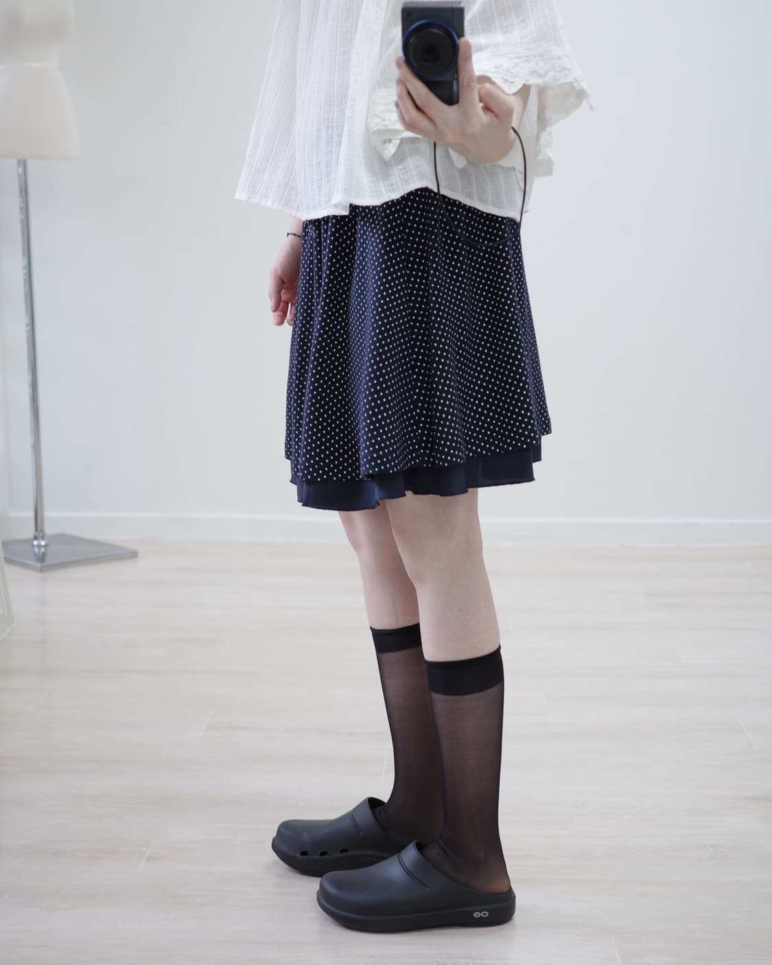 Cute navy banding dot skirt 상품이미지2