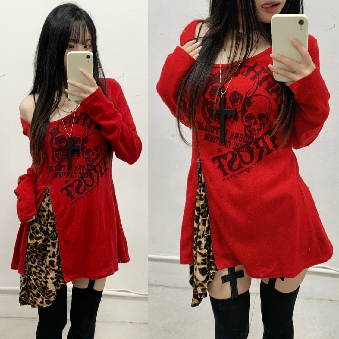 [GHOST OF HARLEM] 고스트 오브 할렘 갸루 레오파드 니트 상품이미지1